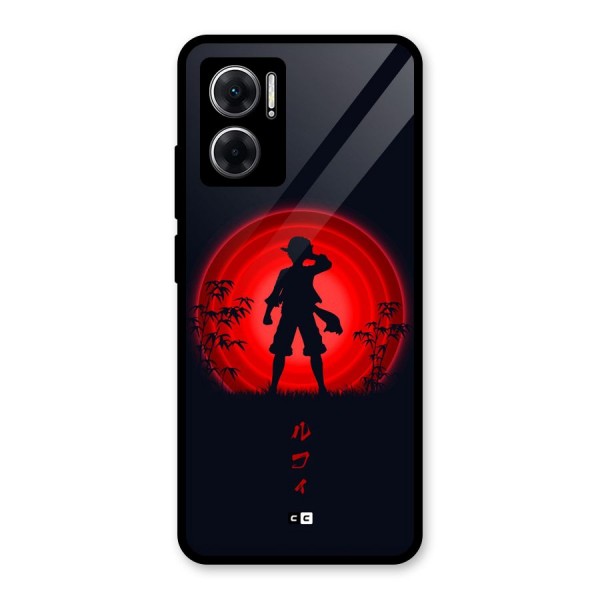 Dark Red Luffy Glass Back Case for Redmi 11 Prime 5G