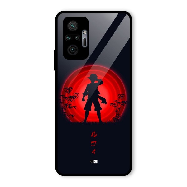 Dark Red Luffy Glass Back Case for Redmi Note 10 Pro Max