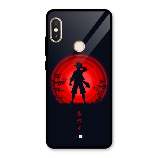 Dark Red Luffy Glass Back Case for Redmi Note 5 Pro