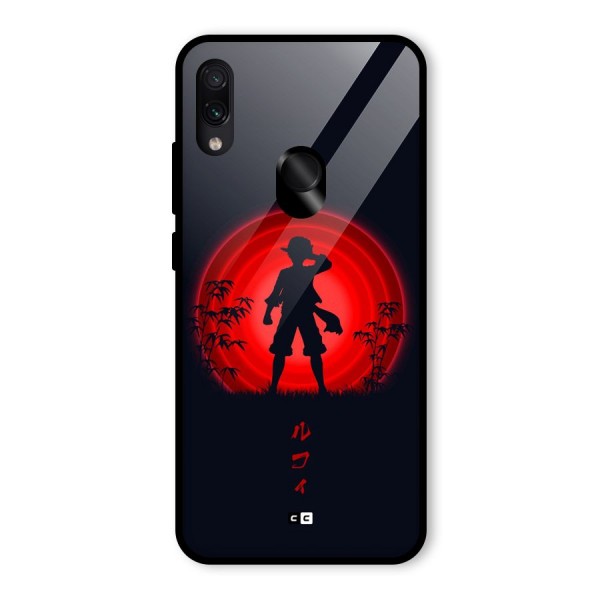 Dark Red Luffy Glass Back Case for Redmi Note 7 Pro