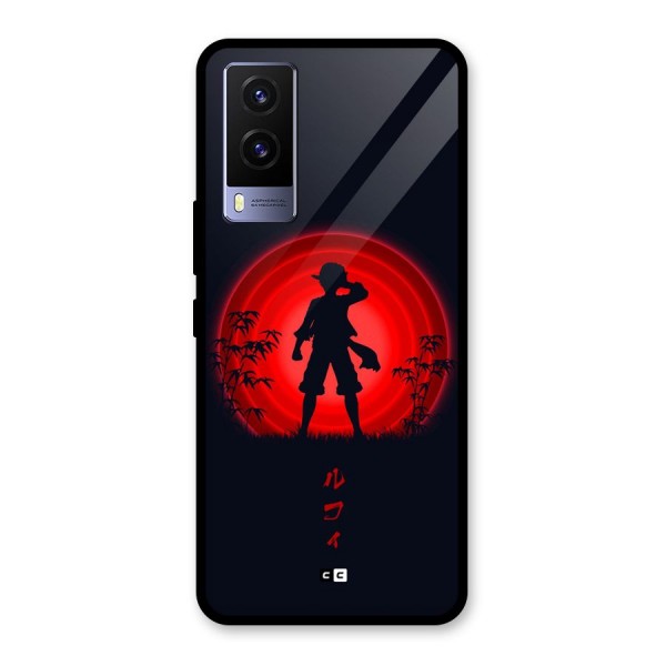 Dark Red Luffy Glass Back Case for Vivo V21e 5G