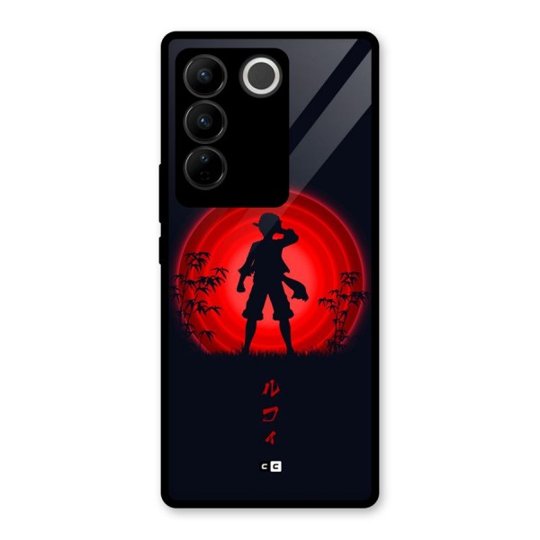 Dark Red Luffy Glass Back Case for Vivo V27