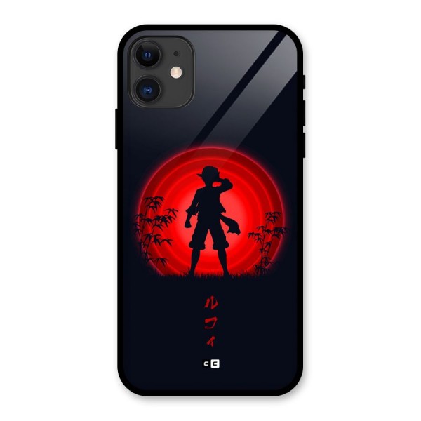 Dark Red Luffy Glass Back Case for iPhone 11