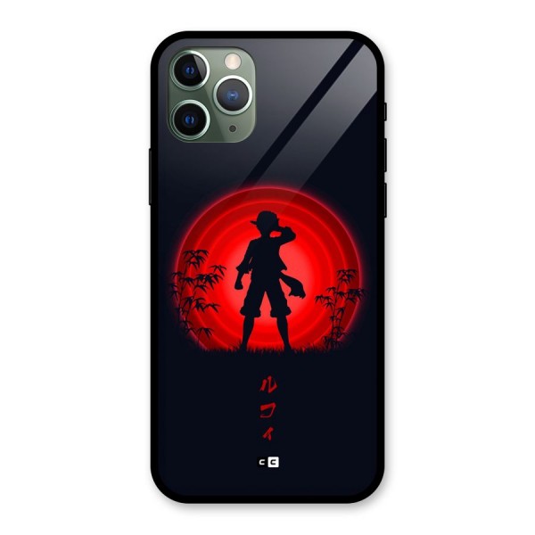 Dark Red Luffy Glass Back Case for iPhone 11 Pro