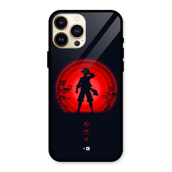 Dark Red Luffy Glass Back Case for iPhone 13 Pro Max
