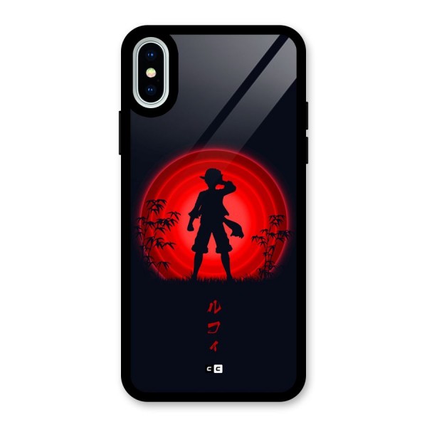 Dark Red Luffy Glass Back Case for iPhone X