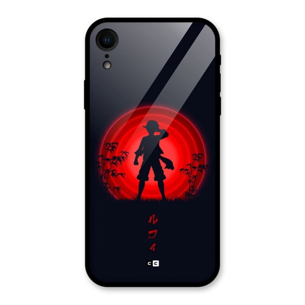 Dark Red Luffy Glass Back Case for iPhone XR