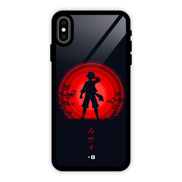 Dark Red Luffy Glass Back Case for iPhone XS Max