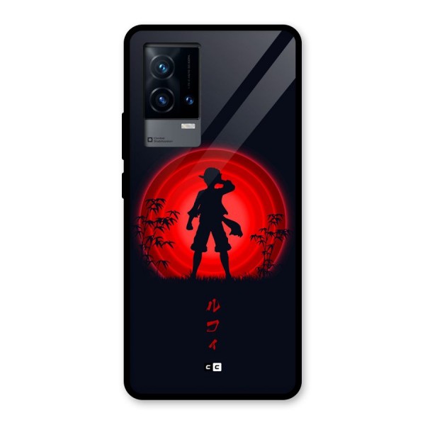 Dark Red Luffy Glass Back Case for iQOO 9 5G