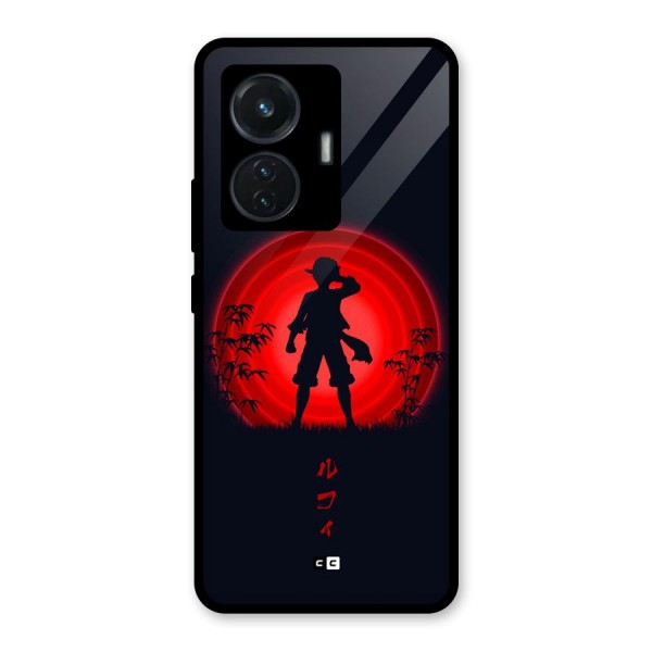 Dark Red Luffy Glass Back Case for iQOO Z6 44W
