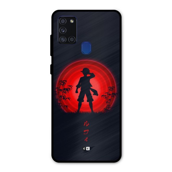 Dark Red Luffy Metal Back Case for Galaxy A21s