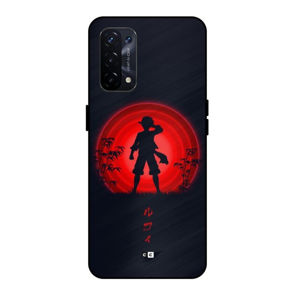Dark Red Luffy Metal Back Case for Oppo A74 5G