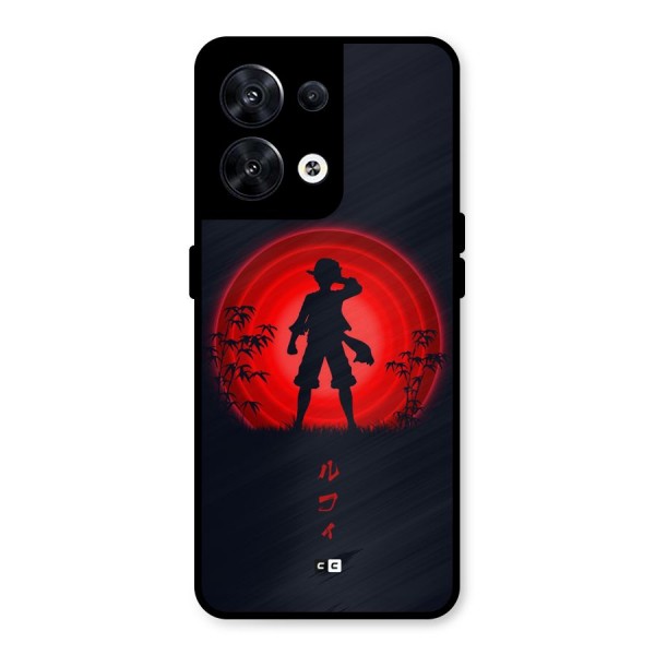 Dark Red Luffy Metal Back Case for Oppo Reno8 5G