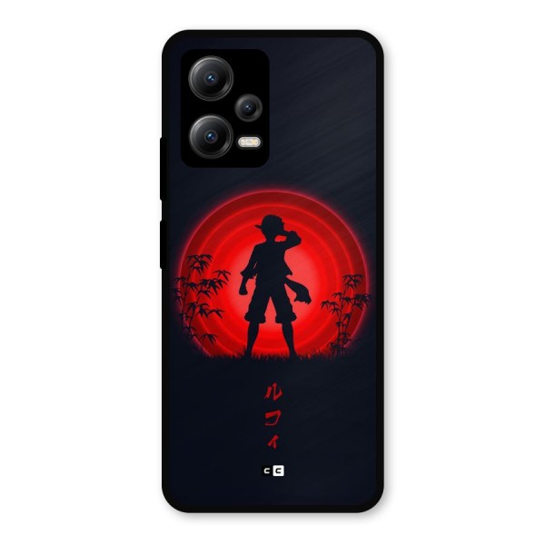 Dark Red Luffy Metal Back Case for Redmi Note 12 5G