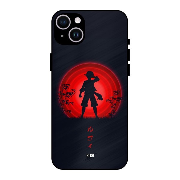 Dark Red Luffy Metal Back Case for iPhone 14 Plus