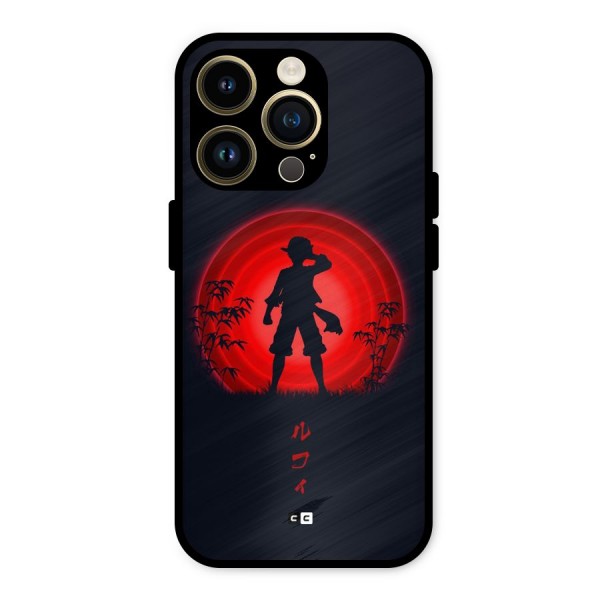 Dark Red Luffy Metal Back Case for iPhone 14 Pro