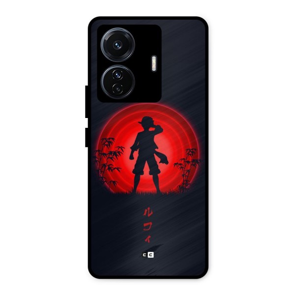 Dark Red Luffy Metal Back Case for iQOO Z6