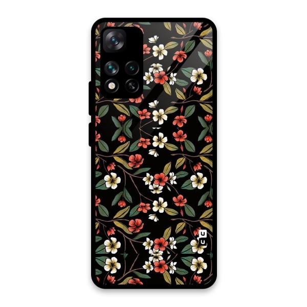 Decorative Florals Pattern Glass Back Case for Xiaomi 11i 5G