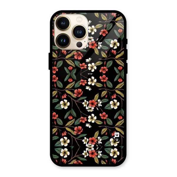 Decorative Florals Pattern Glass Back Case for iPhone 13 Pro Max