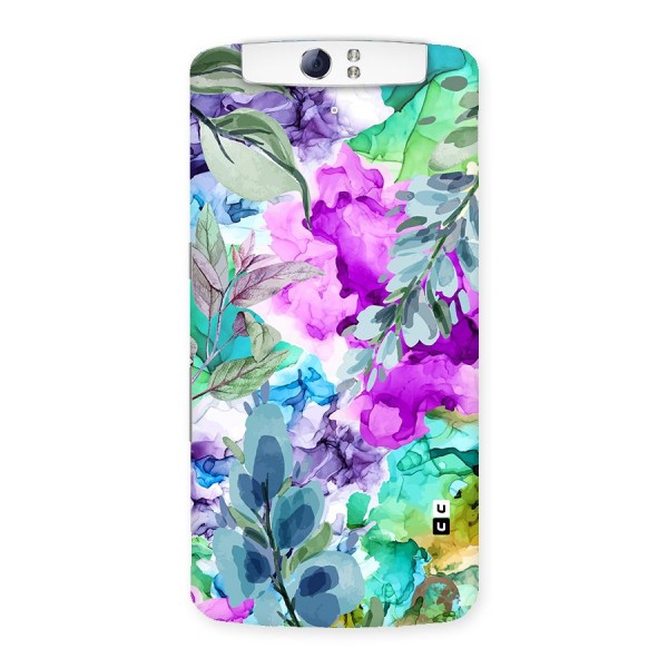 Decorative Florals Printed Back Case for Oppo N1
