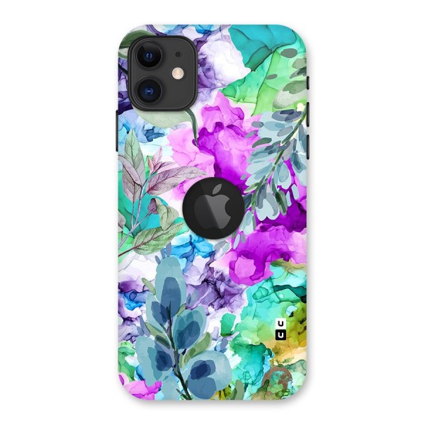 Decorative Florals Printed Back Case for iPhone 11 Logo Cut