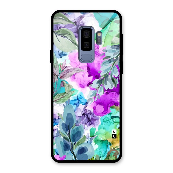 Decorative Florals Printed Glass Back Case for Galaxy S9 Plus
