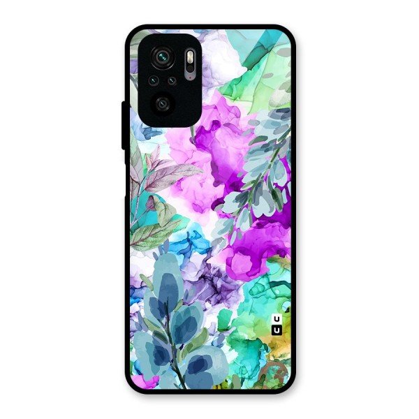 Decorative Florals Printed Glass Back Case for Redmi Note 10S
