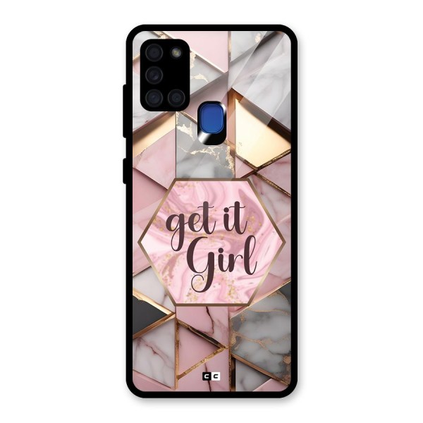 Diamond Girl Glass Back Case for Galaxy A21s
