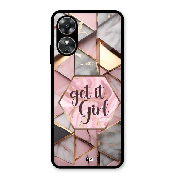 Diamond Girl Glass Back Case for Oppo A17