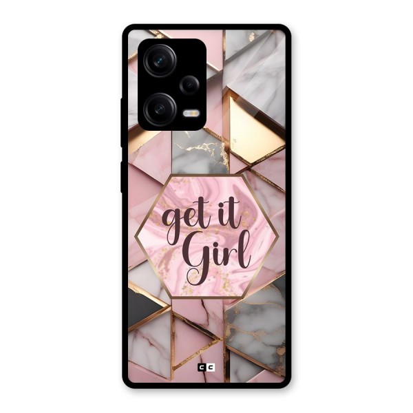 Diamond Girl Glass Back Case for Redmi Note 12 Pro