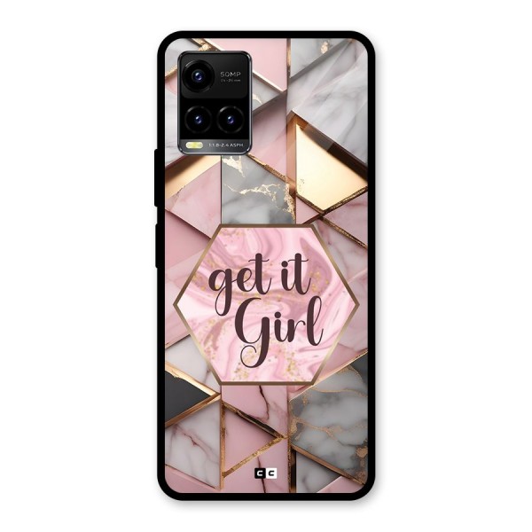 Diamond Girl Glass Back Case for Vivo Y21G