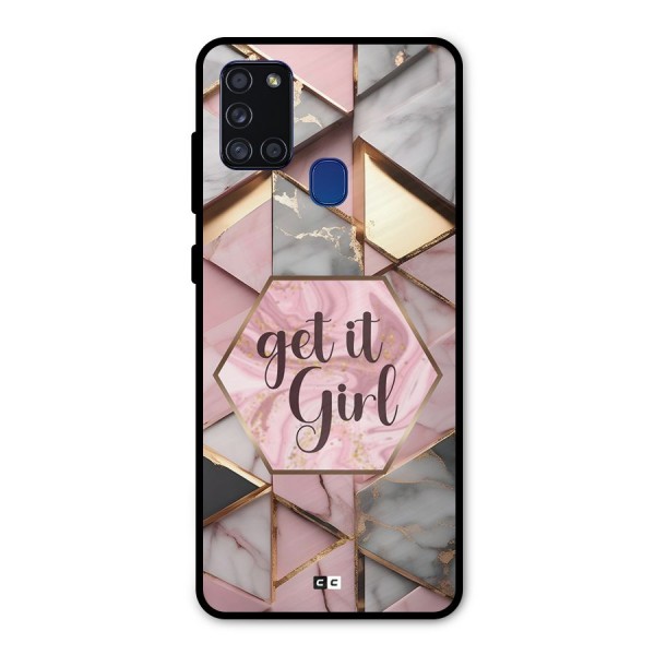 Diamond Girl Metal Back Case for Galaxy A21s