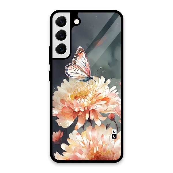 Digital Art Butterfly Flower Glass Back Case for Galaxy S22 Plus 5G