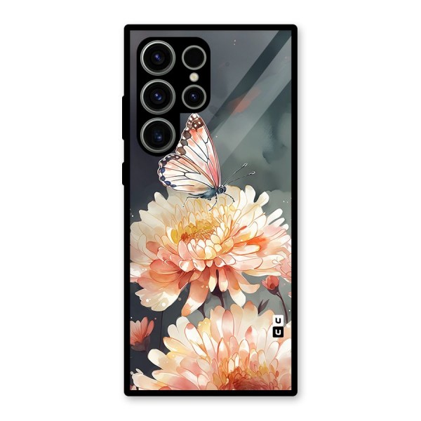 Digital Art Butterfly Flower Glass Back Case for Galaxy S23 Ultra