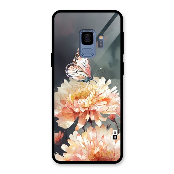 Digital Art Butterfly Flower Glass Back Case for Galaxy S9