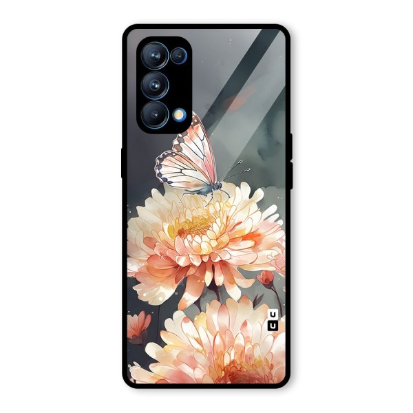 Digital Art Butterfly Flower Glass Back Case for Oppo Reno5 Pro 5G
