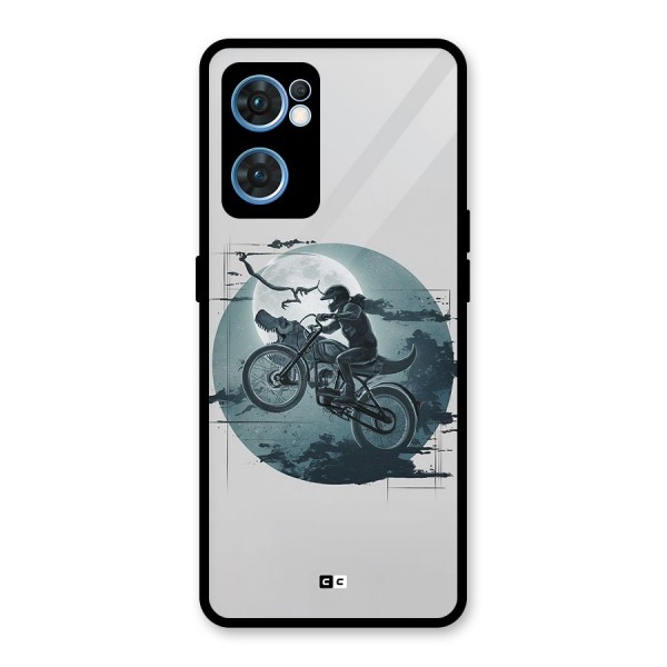 Dino Rider Glass Back Case for Oppo Reno7 5G
