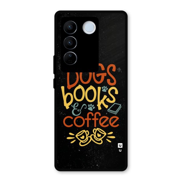 Dogs Books Coffee Metal Back Case for Vivo V27 Pro