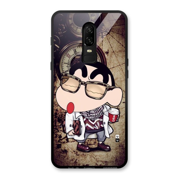 Dope Shinchan Glass Back Case for OnePlus 6