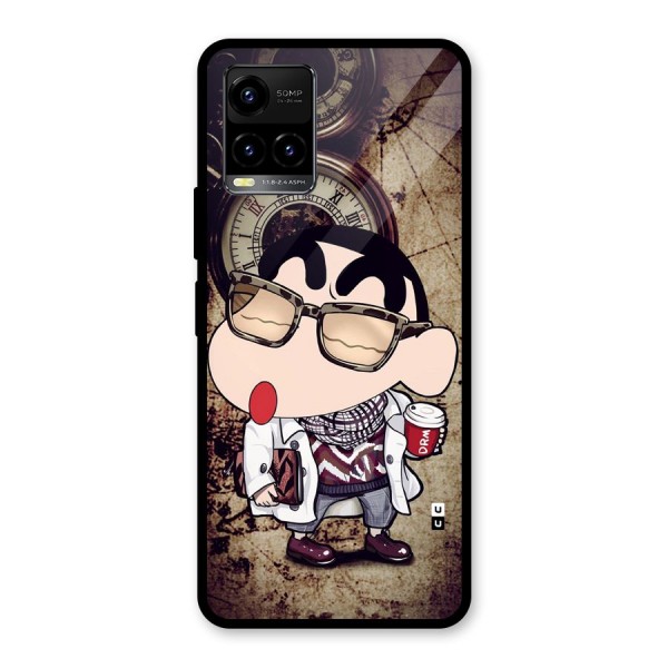 Dope Shinchan Glass Back Case for Vivo Y33s