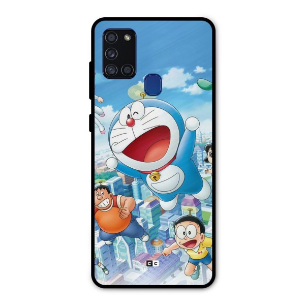 Doremon Flying Metal Back Case for Galaxy A21s