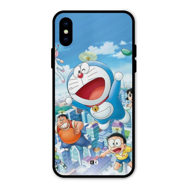 Doremon Flying Metal Back Case for iPhone X