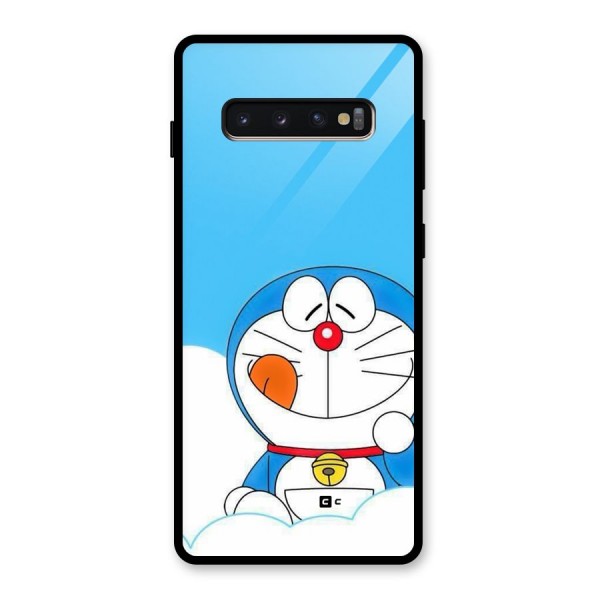 Doremon On Clouds Glass Back Case for Galaxy S10 Plus