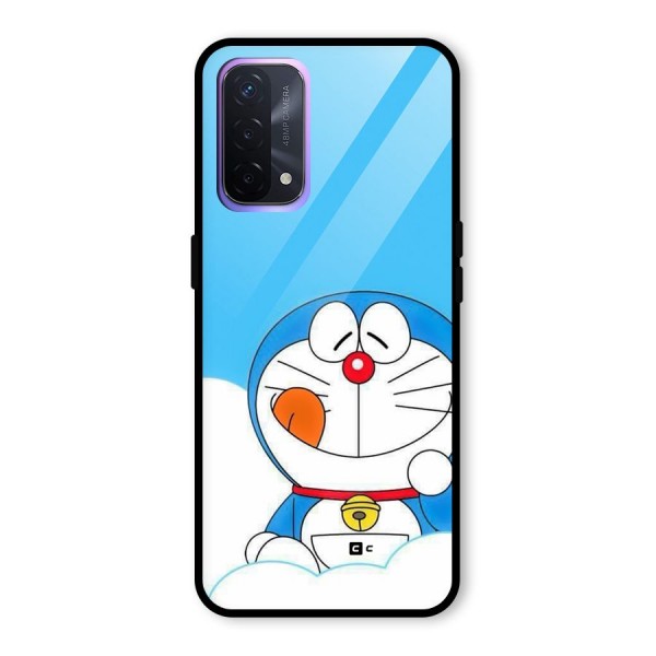 Doremon On Clouds Glass Back Case for Oppo A74 5G