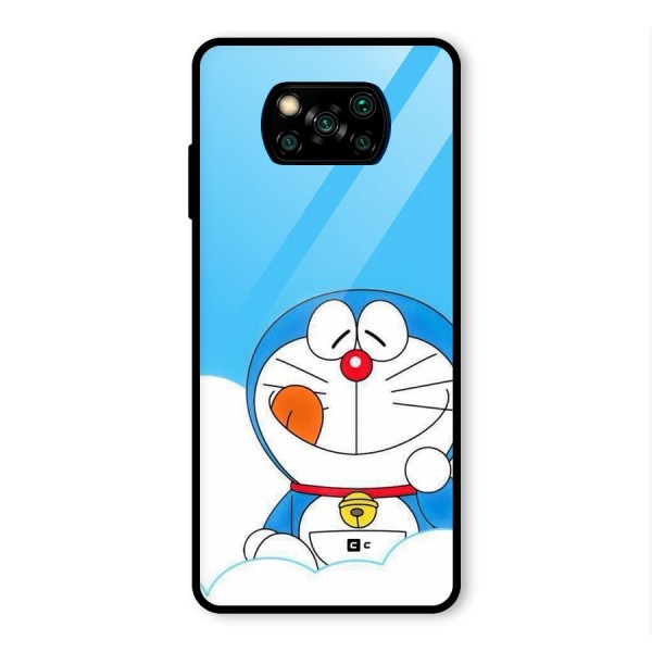 Doremon On Clouds Glass Back Case for Poco X3 Pro