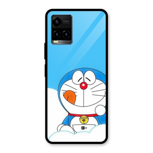 Doremon On Clouds Glass Back Case for Vivo Y33s