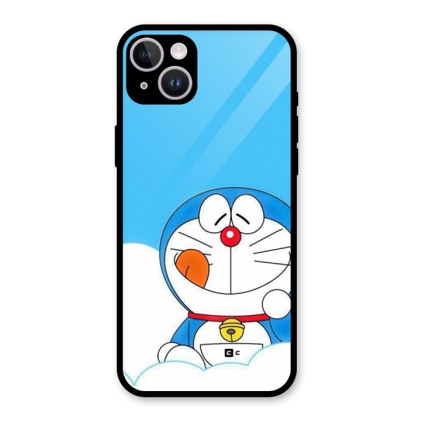 Doremon On Clouds Glass Back Case for iPhone 14 Plus