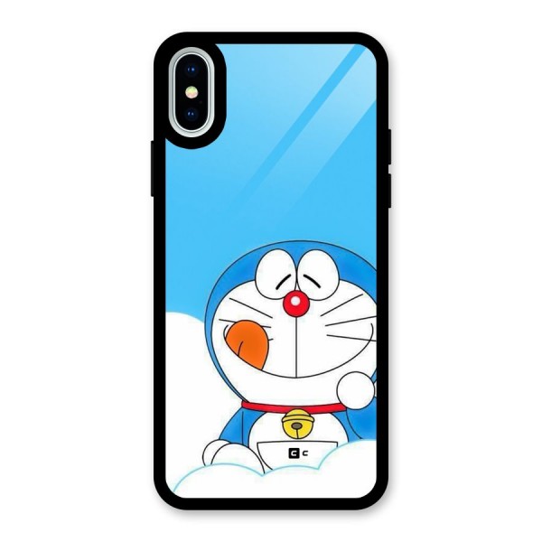Doremon On Clouds Glass Back Case for iPhone X