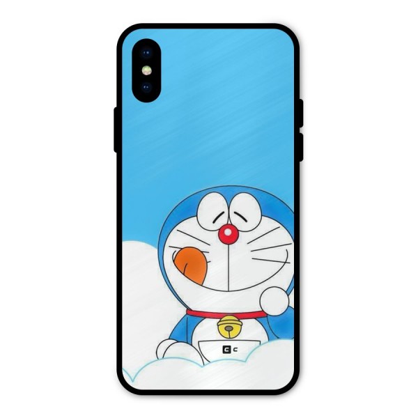 Doremon On Clouds Metal Back Case for iPhone X