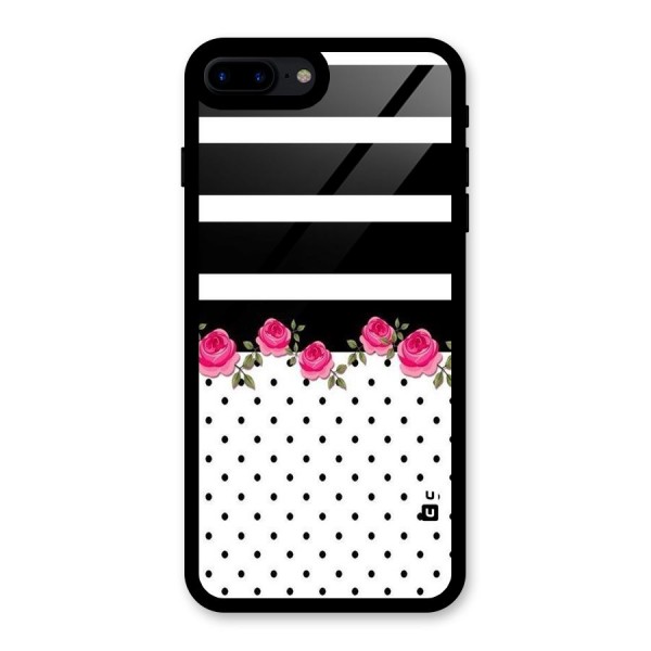 Dots Roses Stripes Glass Back Case for iPhone 8 Plus